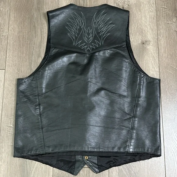 Ruddock Vintage Black Leather Western‎ Cowboy Vest Size 42